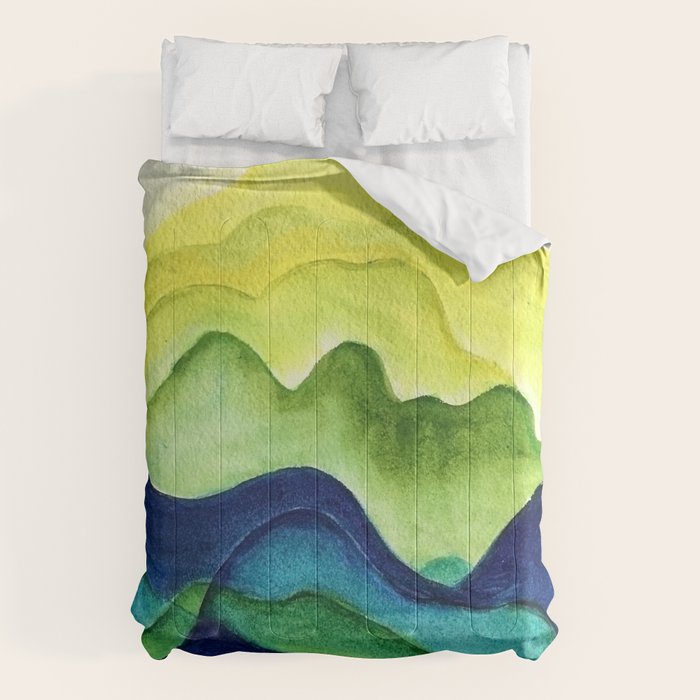 Abstract in Yellow, Green and Blue Comforter Gallery Image 1