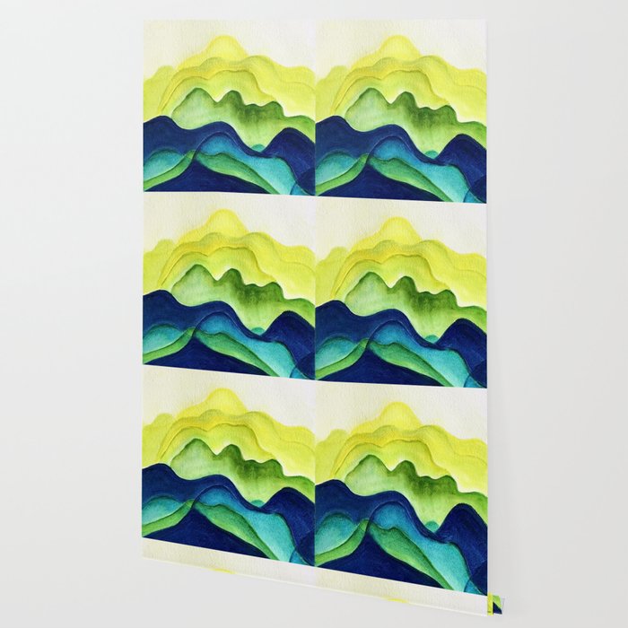 Abstract in Yellow, Green and Blue Wallpaper Gallery Image 2