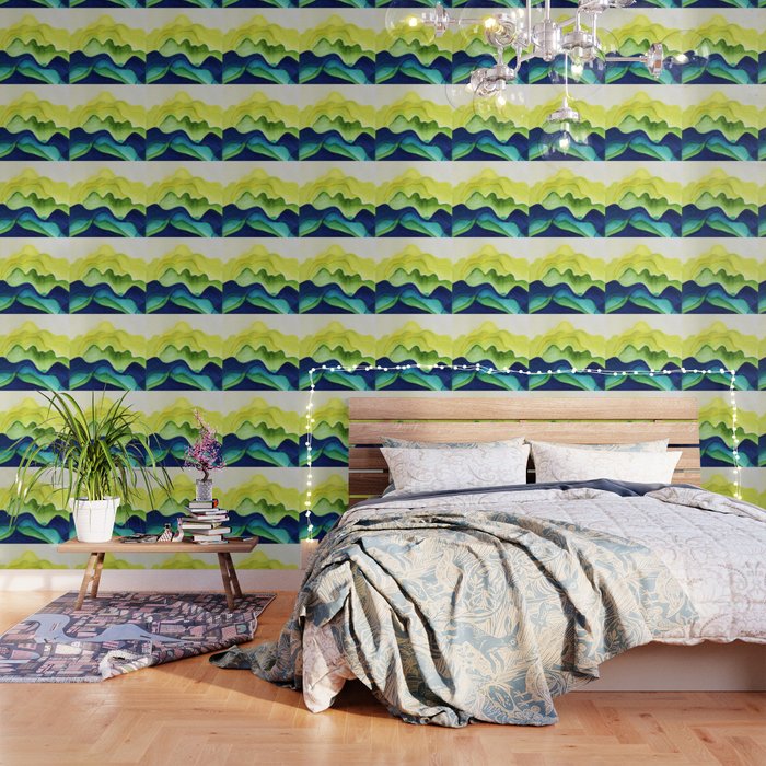 Abstract in Yellow, Green and Blue Wallpaper Gallery Image 3