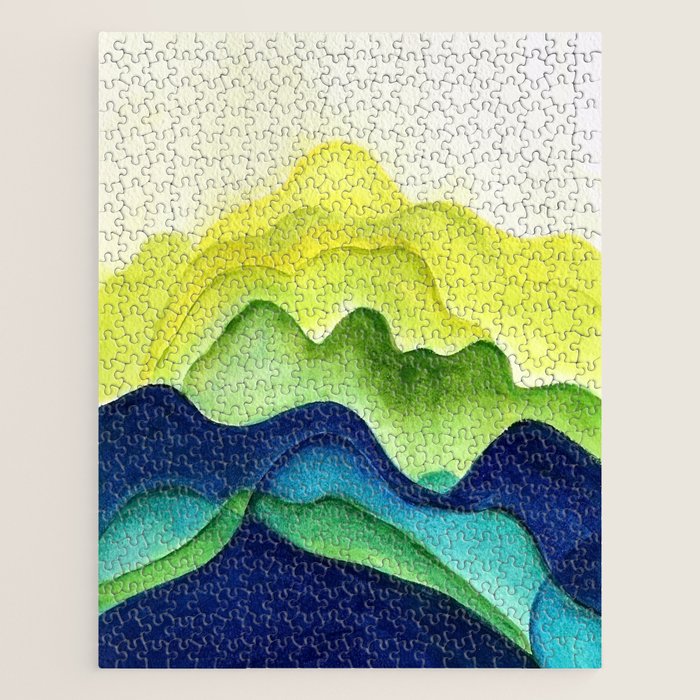 Abstract in Yellow, Green and Blue Jigsaw Puzzle Gallery Image 1