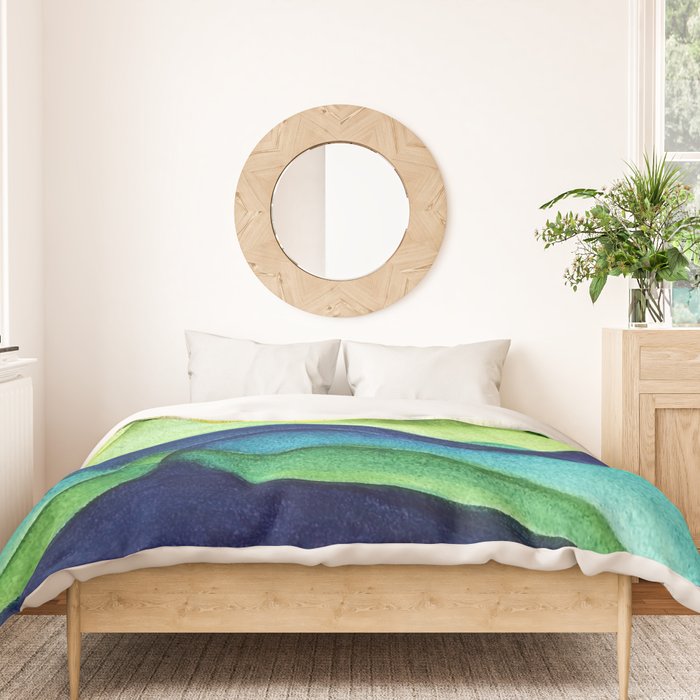 Abstract in Yellow, Green and Blue Duvet Cover Gallery Image 3