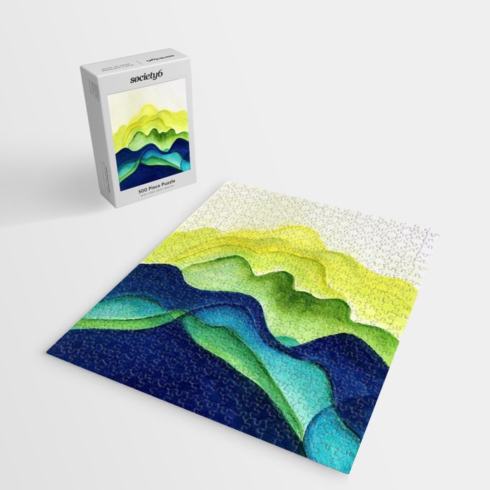 Abstract in Yellow, Green and Blue Jigsaw Puzzle Gallery Image 2