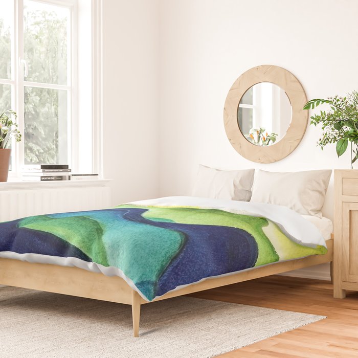 Abstract in Yellow, Green and Blue Duvet Cover Gallery Image 2