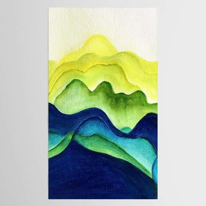 Abstract in Yellow, Green and Blue Tablecloth Gallery Image 2