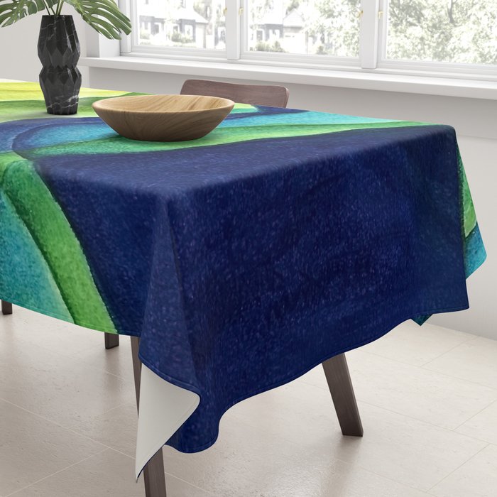 Abstract in Yellow, Green and Blue Tablecloth Gallery Image 3