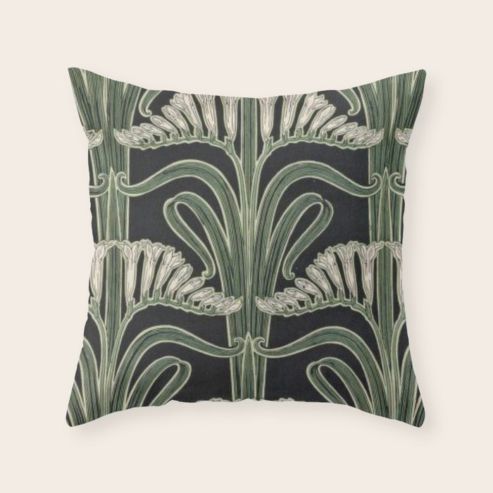 Art Nouveau Botanical Throw Pillow Gallery Image 6