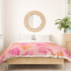 Hot Pink and Orange Wispy Leaves Modern Botanical Abstract Pattern Duvet Cover Gallery Image 3