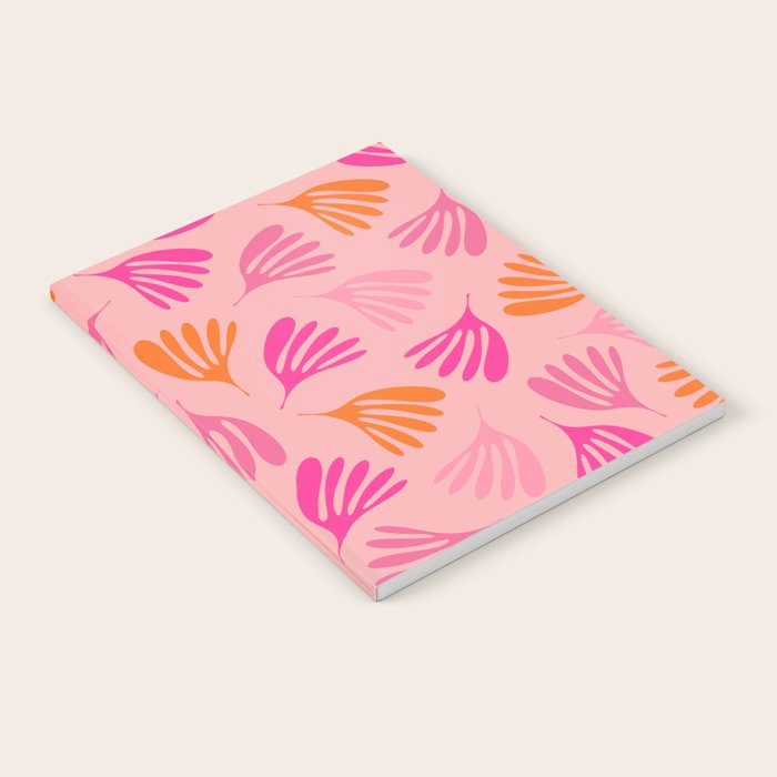 Hot Pink and Orange Wispy Leaves Modern Botanical Abstract Pattern Notebook Gallery Image 2
