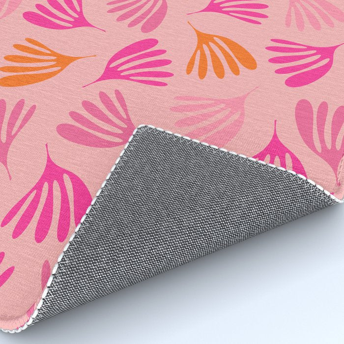 Hot Pink and Orange Wispy Leaves Modern Botanical Abstract Pattern Rug Gallery Image 4