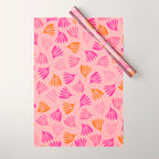 Hot Pink and Orange Wispy Leaves Modern Botanical Abstract Pattern Wrapping Paper Gallery Image 1