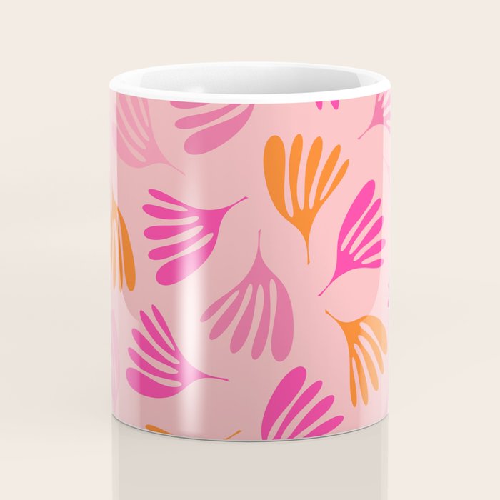 Hot Pink and Orange Wispy Leaves Modern Botanical Abstract Pattern Coffee Mug Gallery Image 4