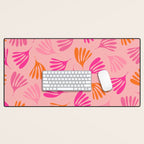 Hot Pink and Orange Wispy Leaves Modern Botanical Abstract Pattern Desk Mat Gallery Image 1