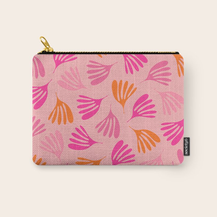 Hot Pink and Orange Wispy Leaves Modern Botanical Abstract Pattern Carry All Pouch Gallery Image 1