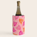 Hot Pink and Orange Wispy Leaves Modern Botanical Abstract Pattern Wine Chiller Gallery Image 1