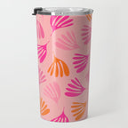 Hot Pink and Orange Wispy Leaves Modern Botanical Abstract Pattern Travel Mug Gallery Image 3