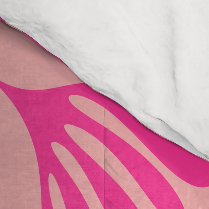 Hot Pink and Orange Wispy Leaves Modern Botanical Abstract Pattern Comforter Gallery Image 4