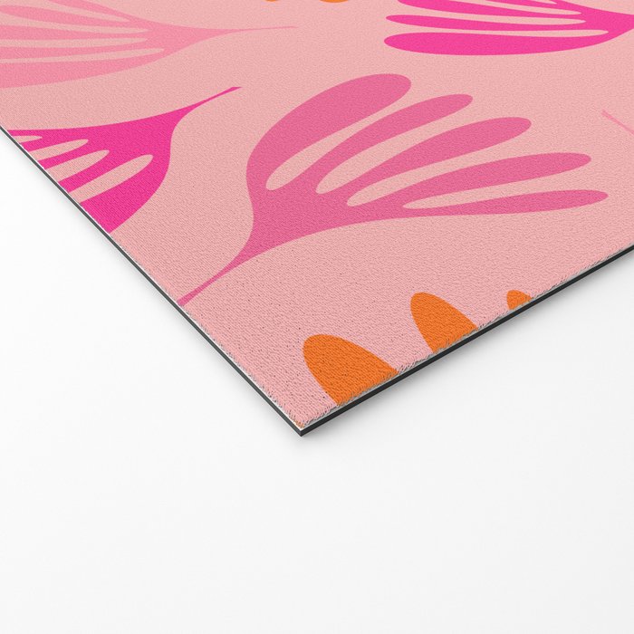Hot Pink and Orange Wispy Leaves Modern Botanical Abstract Pattern Welcome Mat Gallery Image 2