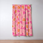 Hot Pink and Orange Wispy Leaves Modern Botanical Abstract Pattern Window Curtain Gallery Image 3