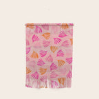 Hot Pink and Orange Wispy Leaves Modern Botanical Abstract Pattern Wall Hanging Gallery Image 1
