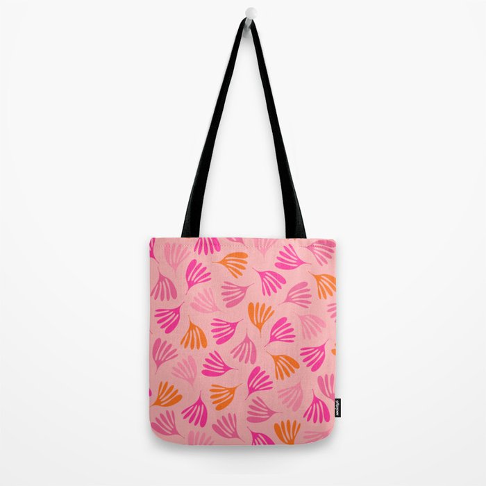 Hot Pink and Orange Wispy Leaves Modern Botanical Abstract Pattern Tote Bag Gallery Image 2