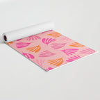 Hot Pink and Orange Wispy Leaves Modern Botanical Abstract Pattern Yoga Mat Gallery Image 2