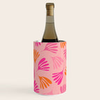 Hot Pink and Orange Wispy Leaves Modern Botanical Abstract Pattern Wine Chiller Gallery Image 3