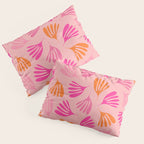 Hot Pink and Orange Wispy Leaves Modern Botanical Abstract Pattern Pillow Sham Gallery Image 3