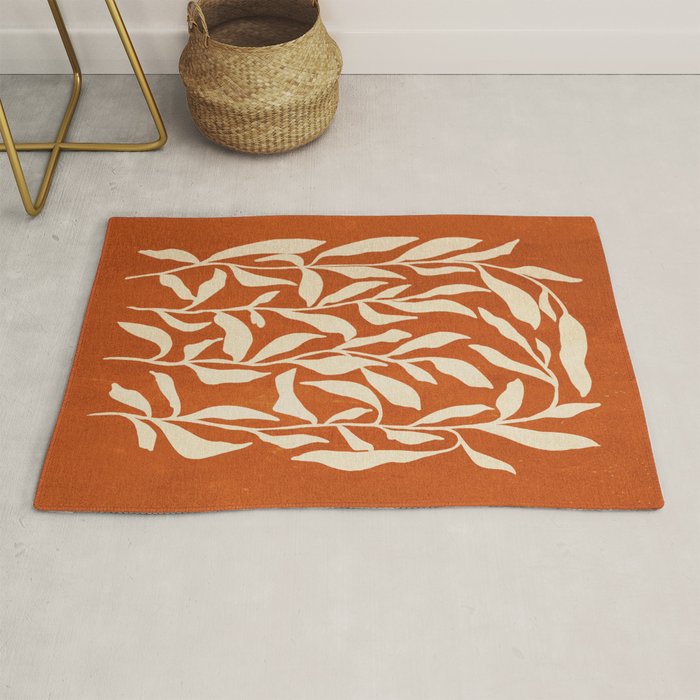 Cognac Leaves: Mid Century Terracotta Edition Rug Gallery Image 1