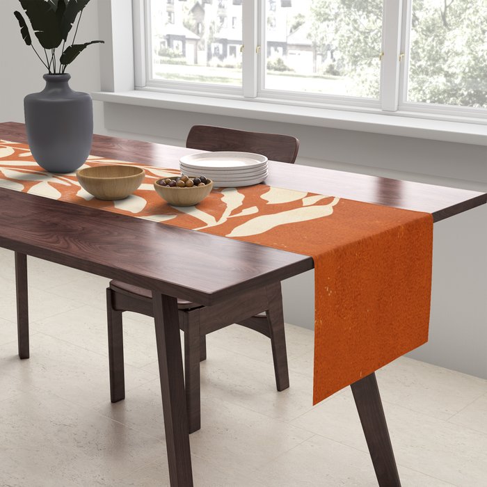 Cognac Leaves: Mid Century Terracotta Edition Table Runner Gallery Image 2