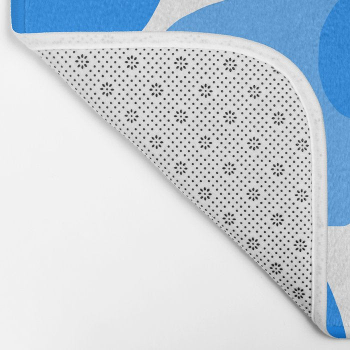 Sky Blue Retro Flowers White Background #decor #society6 #buyart Bath Mat Gallery Image 2
