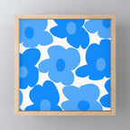 Sky Blue Retro Flowers White Background #decor #society6 #buyart Mini Art Print Gallery Image 1