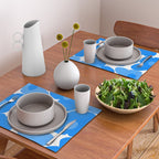 Sky Blue Retro Flowers White Background #decor #society6 #buyart Placemat Gallery Image 2