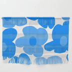 Sky Blue Retro Flowers White Background #decor #society6 #buyart Wall Hanging Gallery Image 1