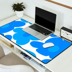 Sky Blue Retro Flowers White Background #decor #society6 #buyart Desk Mat Gallery Image 2