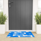Sky Blue Retro Flowers White Background #decor #society6 #buyart Welcome Mat Gallery Image 3