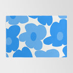 Sky Blue Retro Flowers White Background #decor #society6 #buyart Rug Gallery Image 2