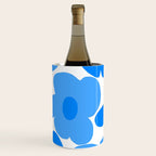 Sky Blue Retro Flowers White Background #decor #society6 #buyart Wine Chiller Gallery Image 1