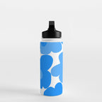 Sky Blue Retro Flowers White Background #decor #society6 #buyart Water Bottle Gallery Image 3