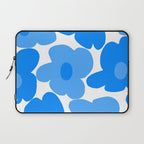 Sky Blue Retro Flowers White Background #decor #society6 #buyart Laptop Sleeve Gallery Image 1