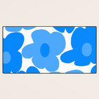 Sky Blue Retro Flowers White Background #decor #society6 #buyart Desk Mat Gallery Image 3
