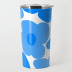 Sky Blue Retro Flowers White Background #decor #society6 #buyart Travel Mug Gallery Image 1