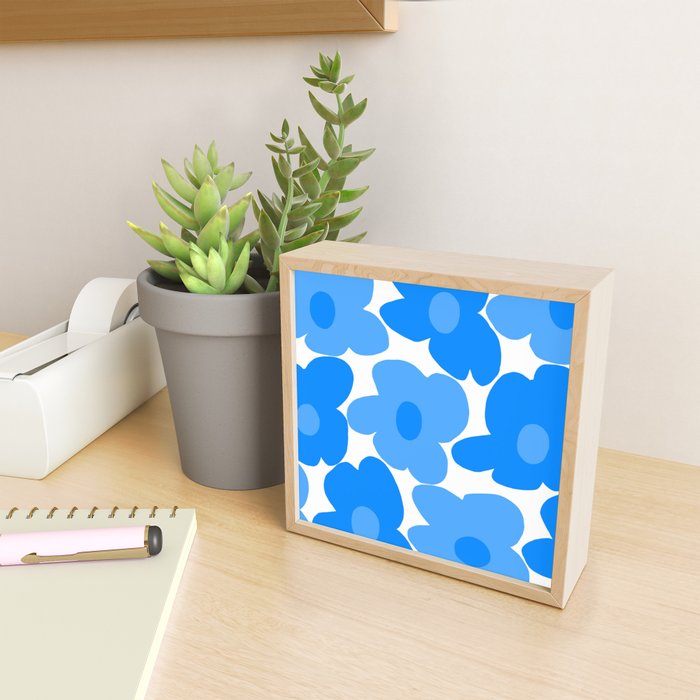 Sky Blue Retro Flowers White Background #decor #society6 #buyart Mini Art Print Gallery Image 2