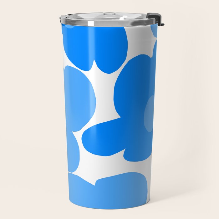 Sky Blue Retro Flowers White Background #decor #society6 #buyart Travel Mug Gallery Image 2