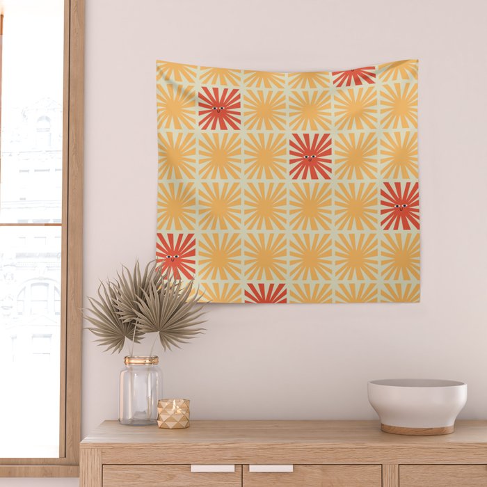Sunny Smiles Pattern Wall Tapestry Gallery Image 2