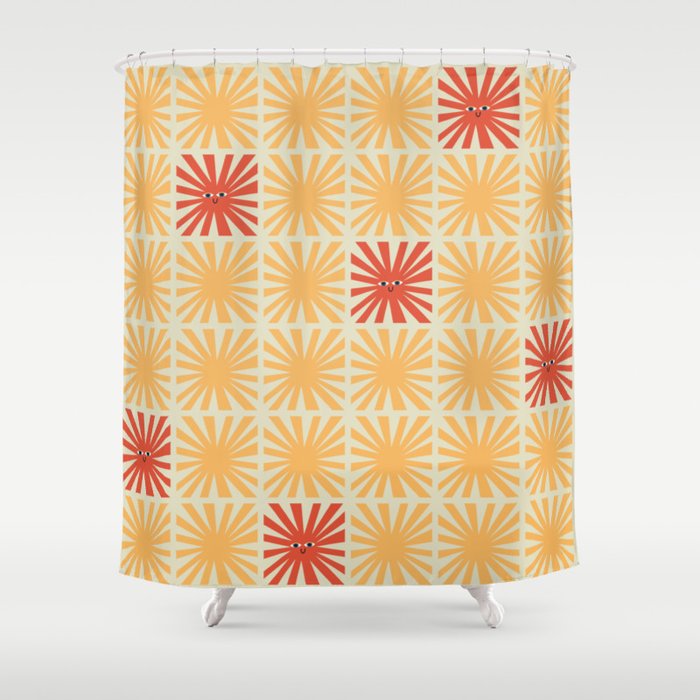 Sunny Smiles Pattern Shower Curtain Gallery Image 1