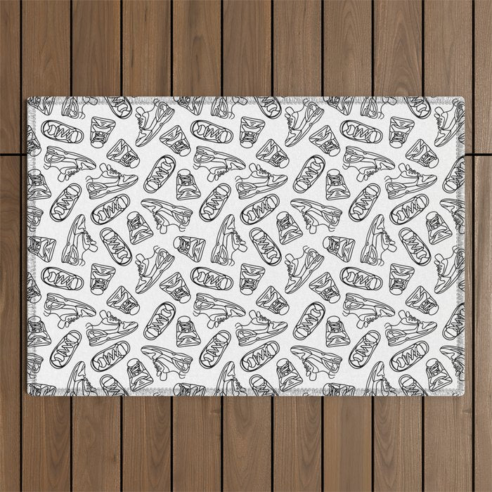 Sneakers // Black & White Outdoor Rug