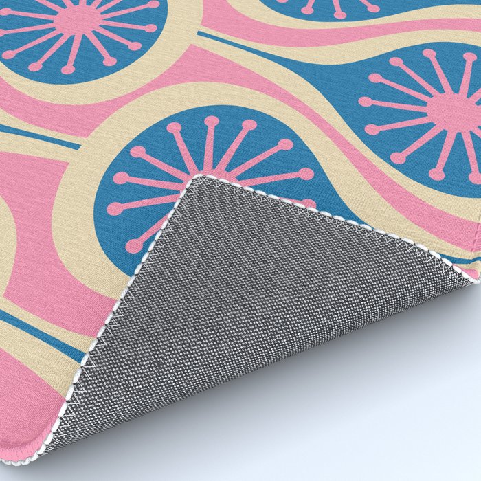 Atomic Drops Mid Century Modern Retro Pattern in Pink and Blue Rug Gallery Image 4
