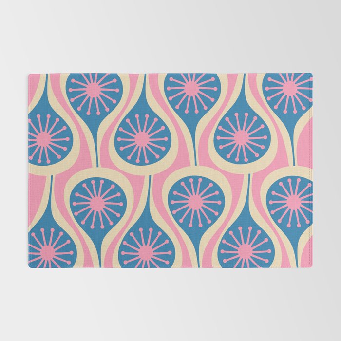 Atomic Drops Mid Century Modern Retro Pattern in Pink and Blue Rug Gallery Image 2