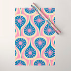 Atomic Drops Mid Century Modern Retro Pattern in Pink and Blue Wrapping Paper Gallery Image 1