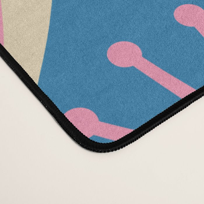 Atomic Drops Mid Century Modern Retro Pattern in Pink and Blue Desk Mat Gallery Image 4